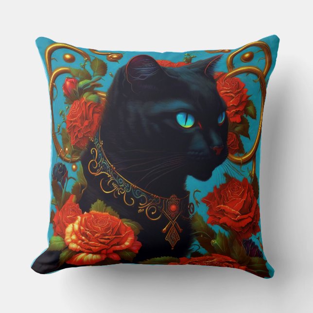 Almofada Travesseiro de Arremesso Rose The Cat  (Frente)