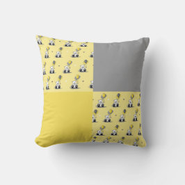 Almofada Travesseiro de Arremesso Ursos Balão Amarelo e Cin