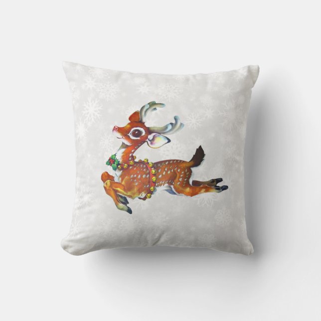 Almofada travesseiro de arte da rena vintage (Frente)