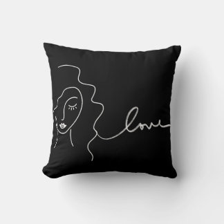 Almofada Travesseiro de Arte de Linha Minimalista – Rosto A