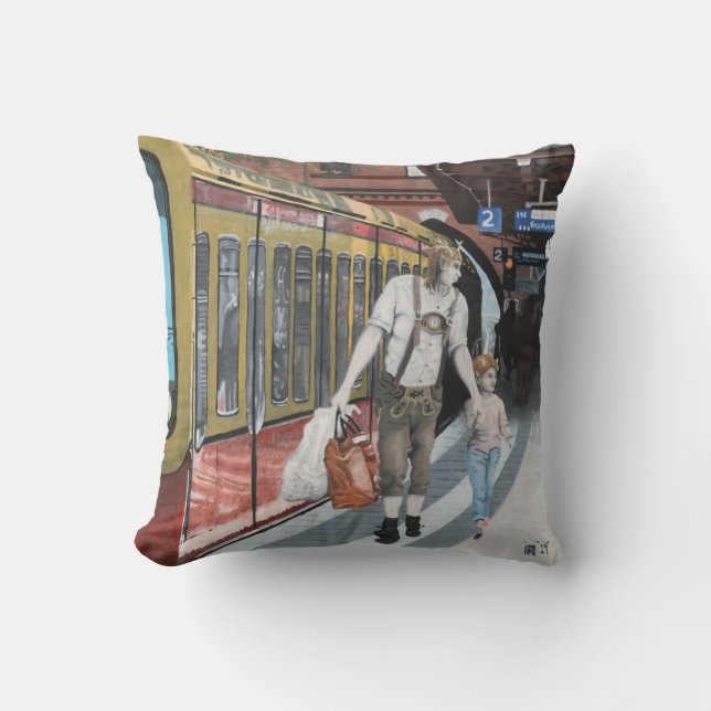 Almofada Travesseiro De Arte Fantasia Comprando Cidade De E (Frente)