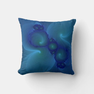 Almofada Travesseiro de arte fractal azul e verde