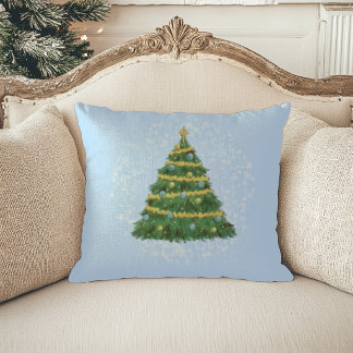 Almofada Travesseiro de árvore de Natal azul pastel