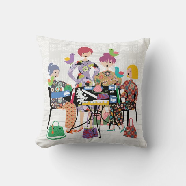 Almofada Travesseiro de Aves Mah Jongg (Frente)