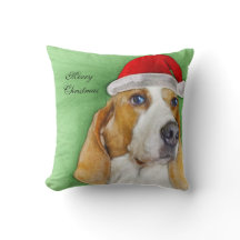travesseiro de Basset Hound do Natal