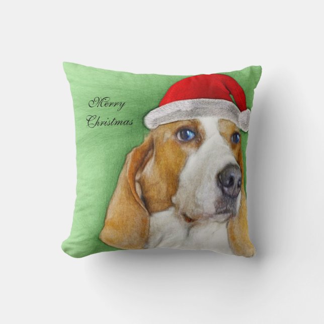 Almofada travesseiro de Basset Hound do Natal (Frente)