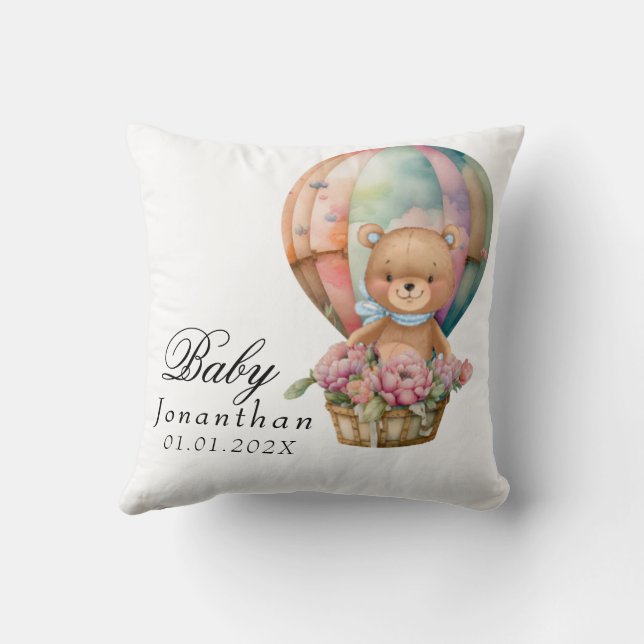 Almofada Travesseiro de Bebê Urso de Pelúcia Balão Azul (Verso)