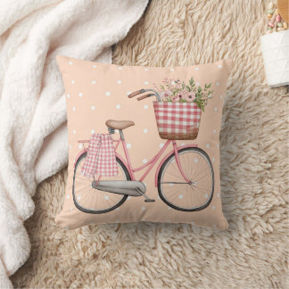 Almofada Travesseiro de Bicicleta com Bolinhas Rosa, Decora