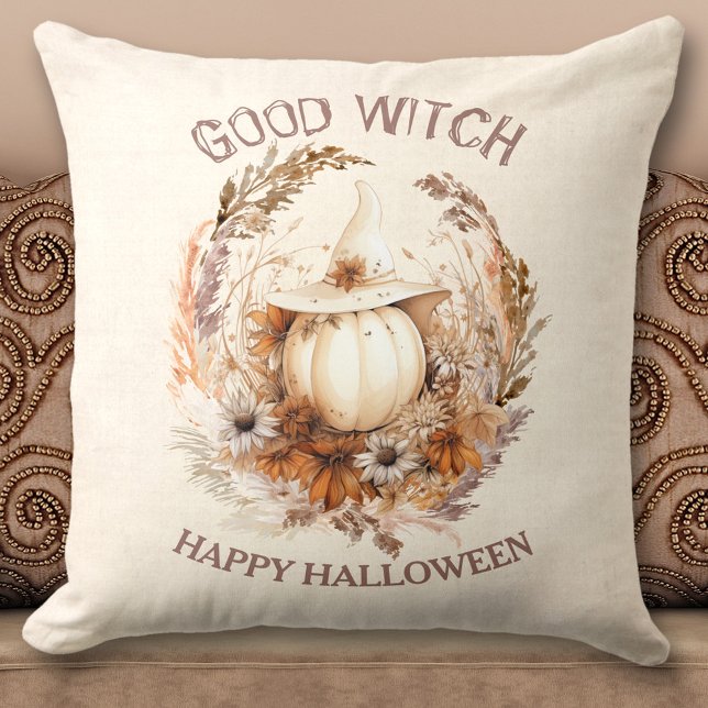 Almofada Travesseiro de Boho Pumpkin de Bruxas Boho (Good Witch Halloween Boho Pumpkin Pillow)