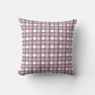 Almofada Travesseiro de Bolinhas branco-rosa e Cinza