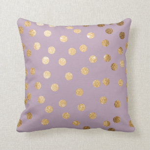 Almofada Travesseiro de Bolinhas Lilac Roxo e Dourada