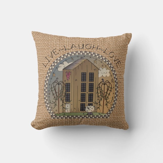 Almofada Travesseiro de burlap faux do Country House Inspir (Frente)
