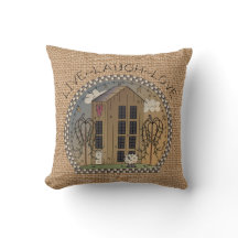 Travesseiro de burlap faux do Country House Inspir