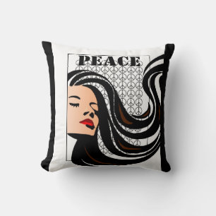 Almofada Travesseiro de Cabelo Fluente de Paz com Sinais de