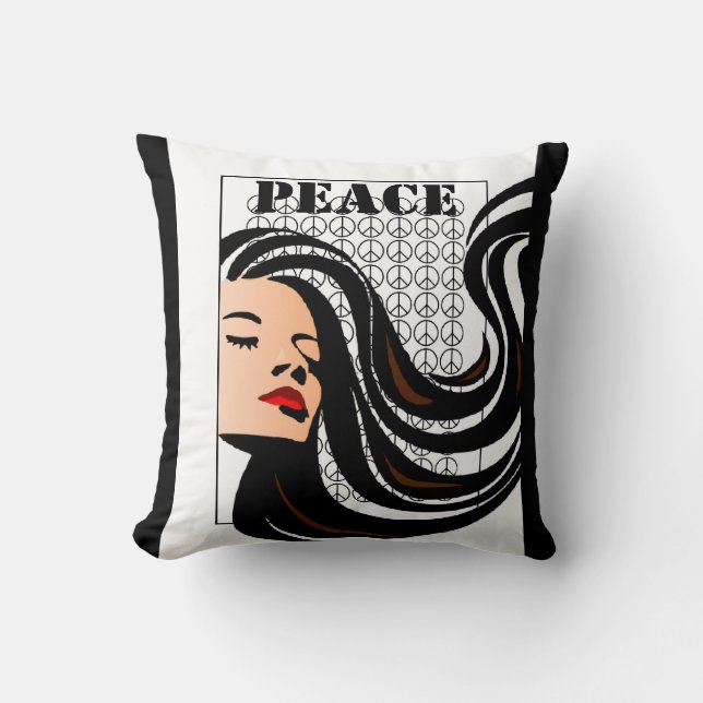 Almofada Travesseiro de Cabelo Fluente de Paz com Sinais de (Frente)