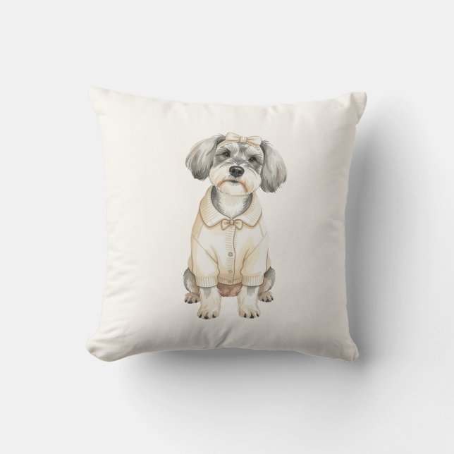 Almofada Travesseiro de cachorro schnauzer fofo de orelhas  (Frente)