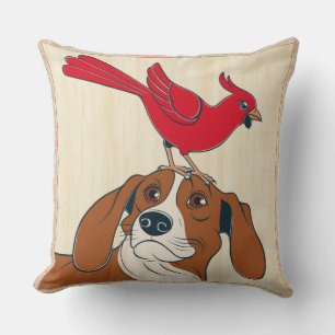 Almofada Travesseiro de Cães com Pássaro Vermelho no Nariz