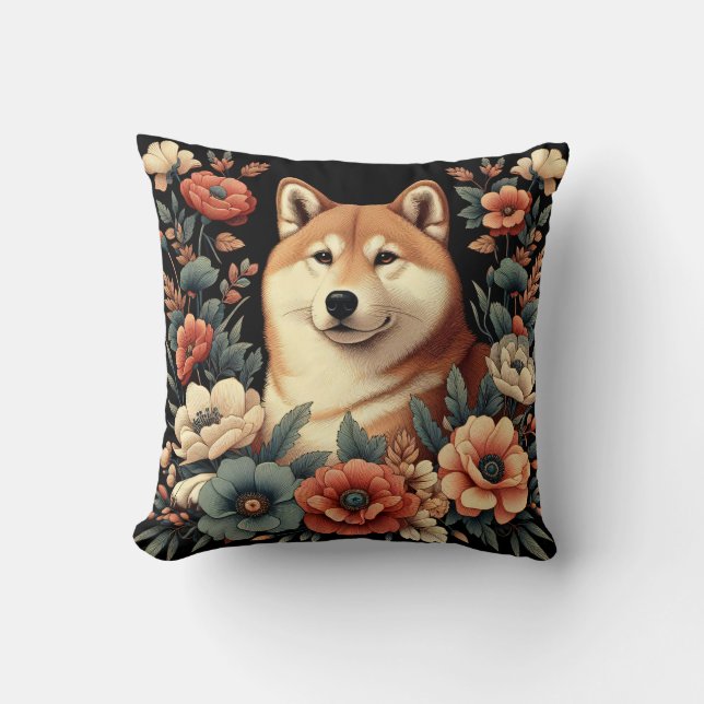Almofada Travesseiro de cães Shiba Inu William Morris (Frente)