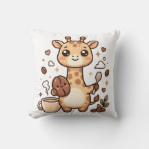 Travesseiro de Café Kawaii Colher Feijão Girafa
