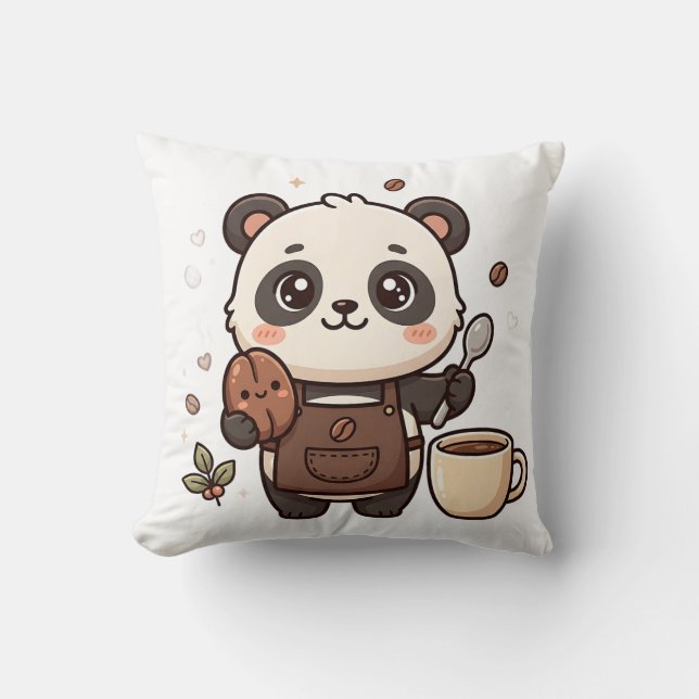 Almofada Travesseiro de Café Panda Bean & Spoon (Frente)