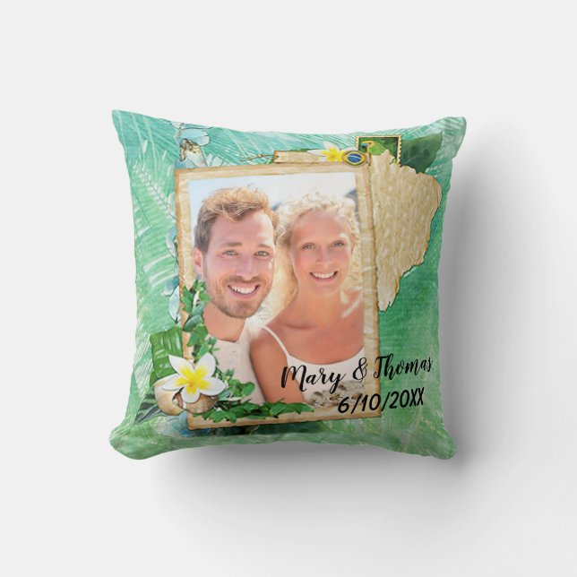 Almofada Travesseiro de Cama de Casamento Tropical (Frente)