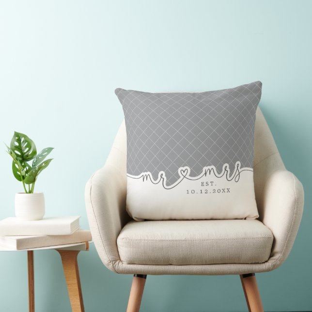 Almofada Travesseiro de Casamento Branco da Sra. Heart Scri (Cadeira)