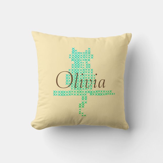 Almofada Travesseiro de Cat Engraçado de Adicionar Nome Per (Frente)