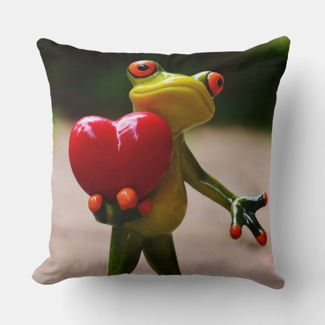 Almofada Travesseiro de Coração com Sapo Fofo (Frente)