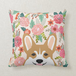 Almofada travesseiro de corgi florals primavera