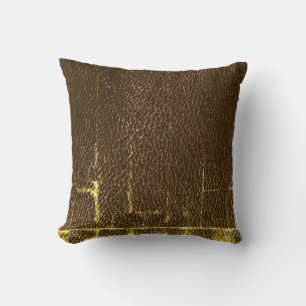 Almofada Travesseiro de Couro Marrom Distressed