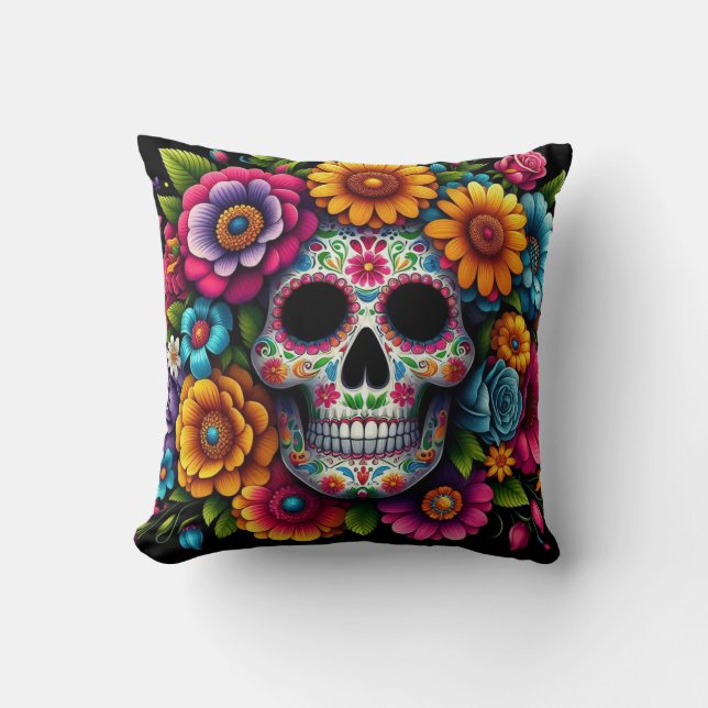Almofada Travesseiro de crânio colorido! (Frente)