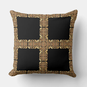 Almofada travesseiro de cruz celta dourada