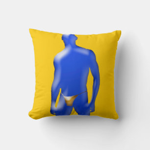 Almofada Travesseiro de Cueca Laranja Homem Azul