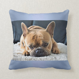 Almofada Travesseiro de Cushion de Bulldog Francês Azul