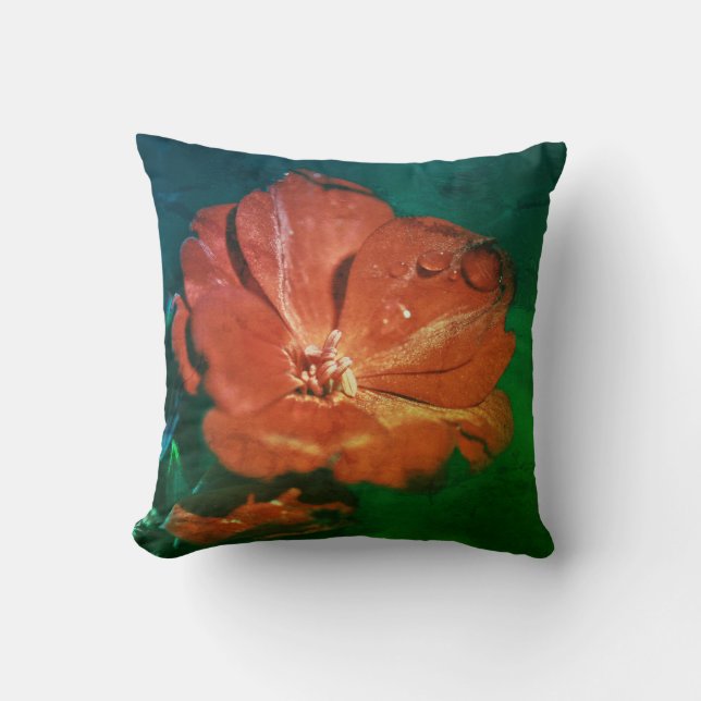 Almofada Travesseiro de Cushion Flor do Pelargônio Vermelho (Frente)