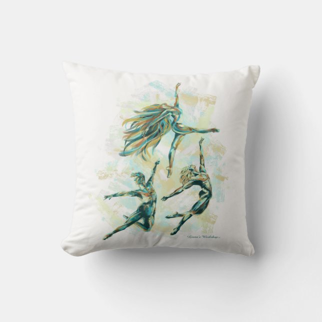 Almofada Travesseiro de Dançarinos Balé Azul-Laranja LW (Frente)