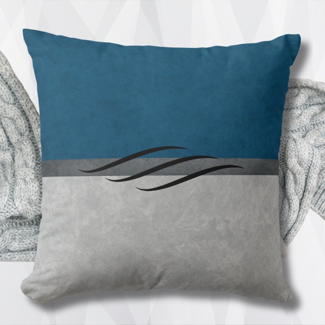 Almofada Travesseiro de decoração inicial azul de lâmina te (Contemporary Slate Blue Home Décor Pillow)