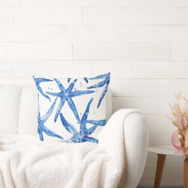 Almofada Travesseiro de Design de Starfish azul e branco