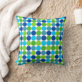 Almofada Travesseiro de Designer com Bolinhas Azul Verde