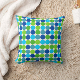 Almofada Travesseiro de Designer com Bolinhas Azul Verde