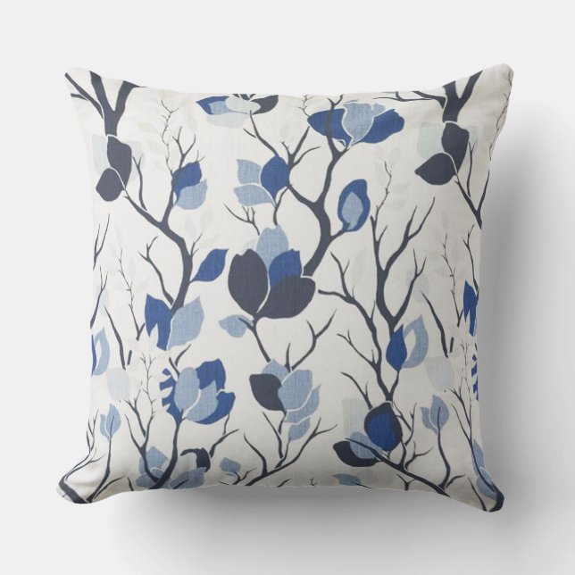 Almofada Travesseiro de Destaque do Indigo Foliage Designer (Frente)