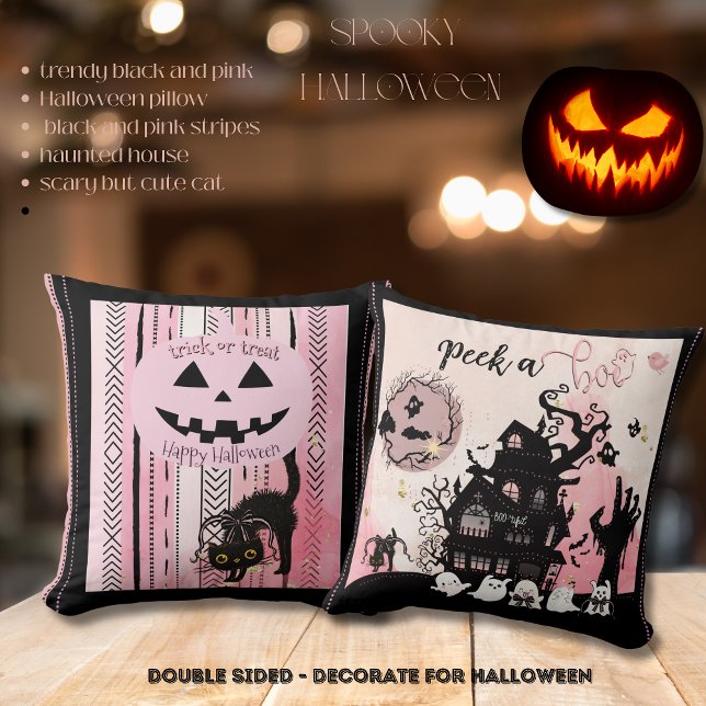 Almofada travesseiro de Dia das Bruxas Spooky-Cute (Peek a Boo Spooky-Cute Halloween Pillow)
