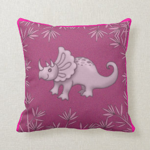 Almofada Travesseiro de Dinossauro Rosa Fofo Triceratops Pa