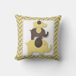 Almofada Travesseiro de Elefante com Chevron Amarelo e Cinz