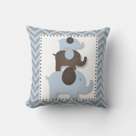 Almofada Travesseiro de Elefante com Chevron Azul e Cinza