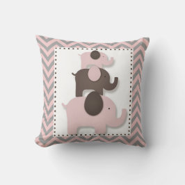 Almofada Travesseiro de Elefante com Chevron Rosa e Cinza