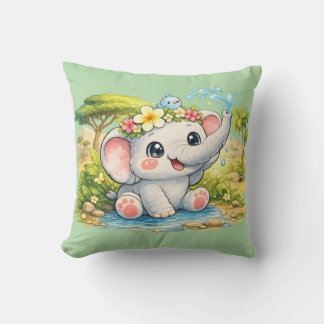 Almofada Travesseiro de Elefante Kawaii Fofo e Feliz