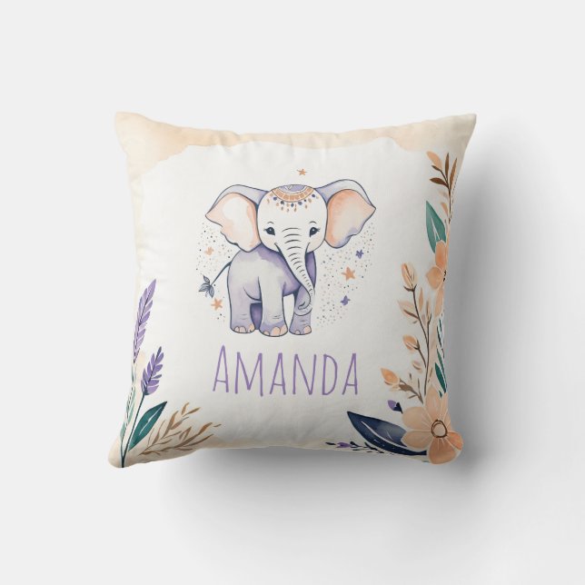 Almofada Travesseiro de Elefante para Bebês Personalizado B (Verso)