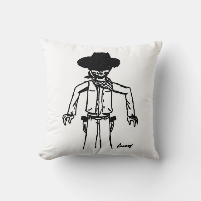 Almofada Travesseiro de Esboço de Cowboy (Frente)