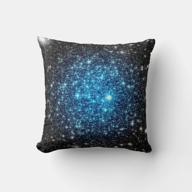 Almofada Travesseiro de estrelas pretas azuis (Frente)